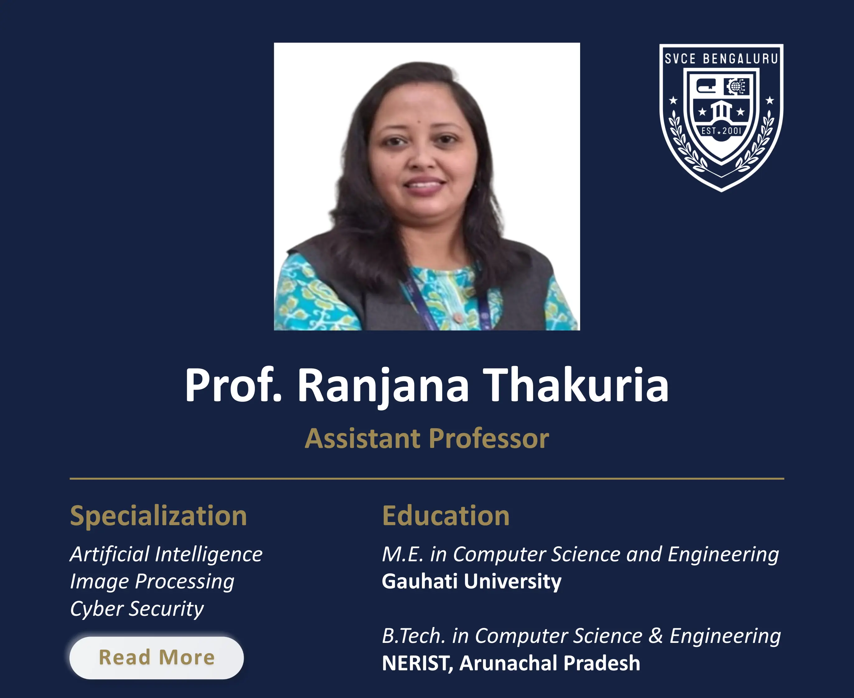 Mrs. Ranjana Thakuria - Assistant Professor